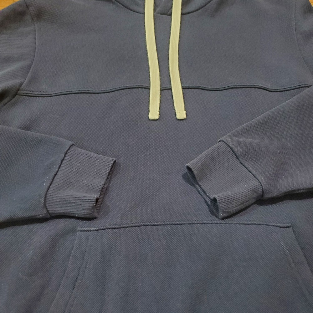 Under Armour Mens Size M Rival Terry Waffle Knit Thermal Hoodie Navy Blue Loose - Picture 9 of 11